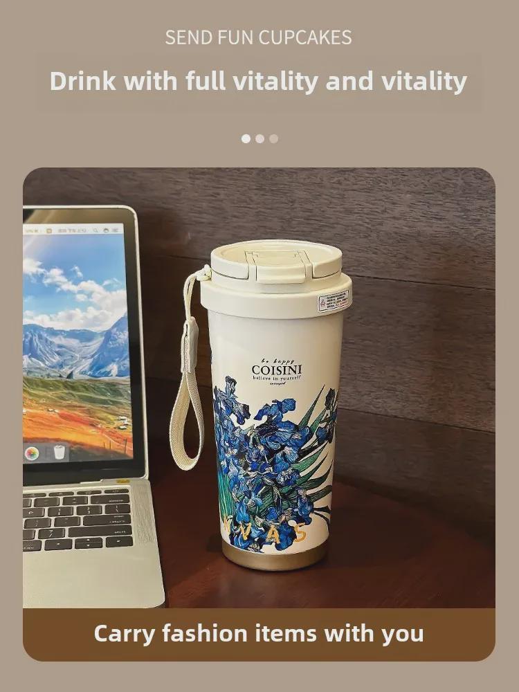 Leichter Luxus-Thermobecher mit Strohhalm für Mädchen – Ausgabe 2024: Stilvoller Reisebecher für Kaffee und Wasser, perfektes Geburtstagsgeschenk