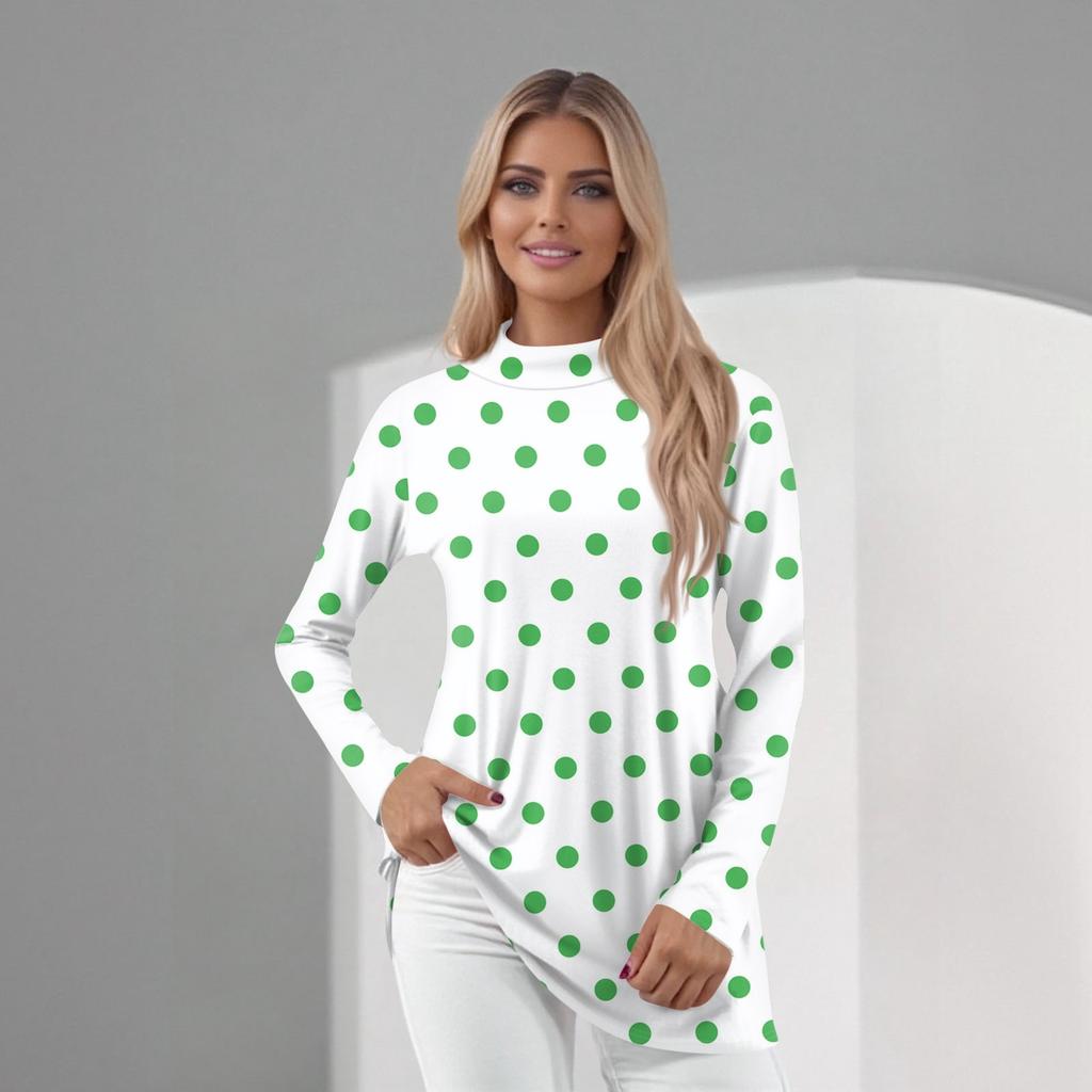 Women's Daily Casual Long Sleeve Mid Collar Top