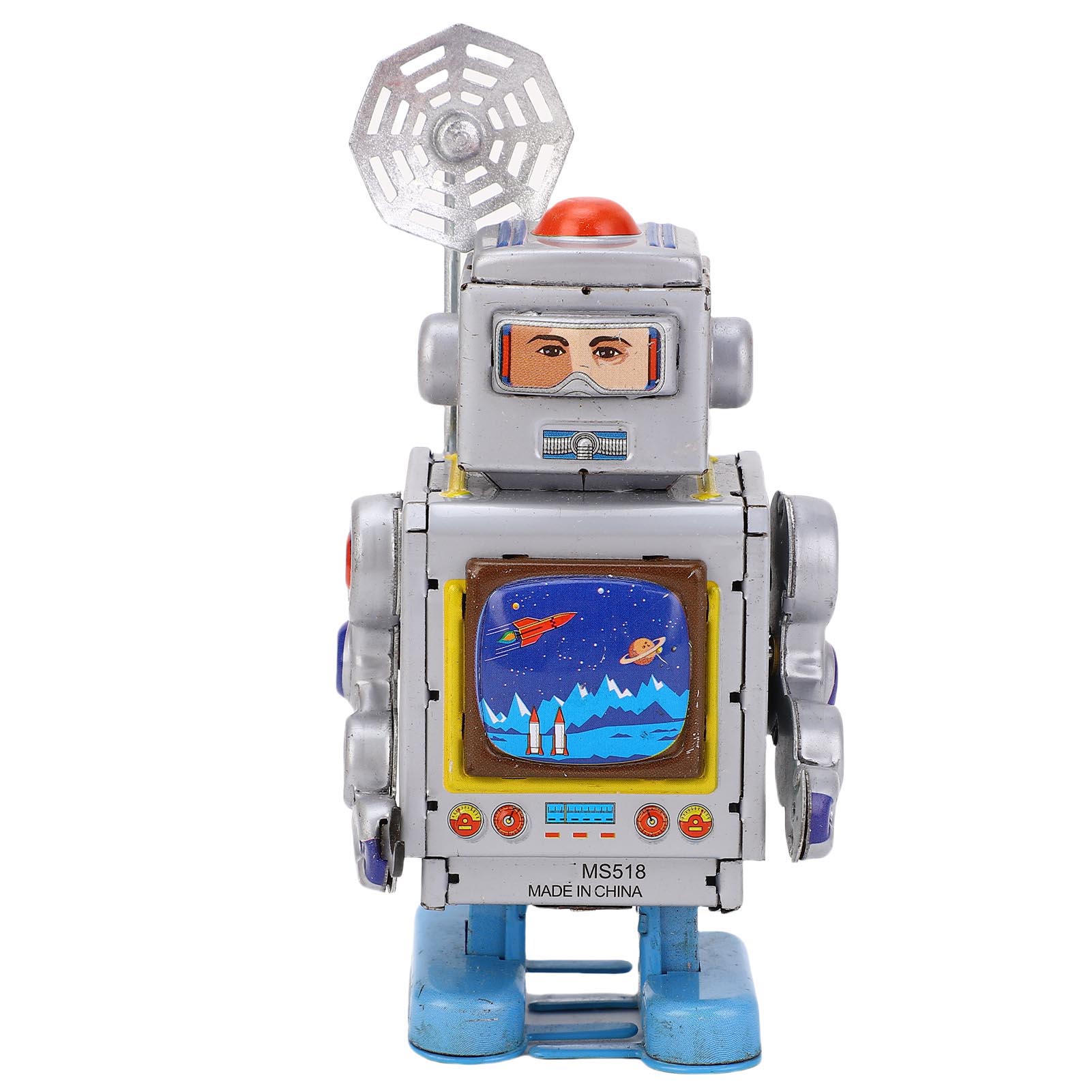 Wind Up Vintage Robot Retro Clockwork Collectible Tin Robot Toy for Decoration Collection Photography Prop