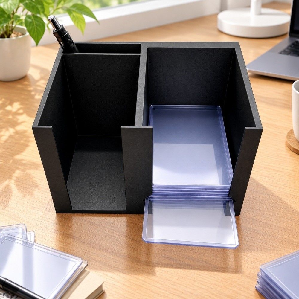 3D Printed Toploader Penny Sleeve Dispenser Rectangular Dual Compartment Board Card Decks Storage Case No Lid Open Top