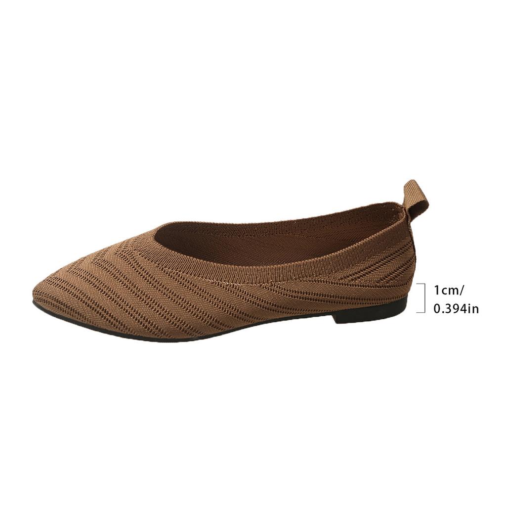 Knit Detail Point Toe Ballet Flats Breathable and comfortable summer casual women's flat shoes