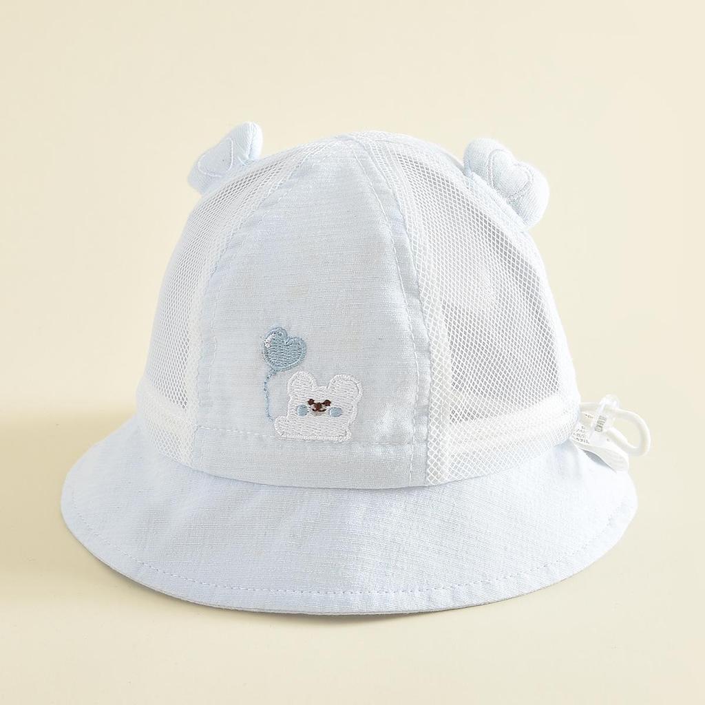Adorable Bear Mesh Bucket Hat - Windproof & Sun Protective for Outdoor Play