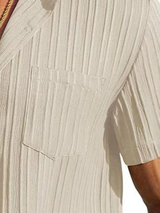 Men's Summer Trendy Solid Color Lapel Sports Casual Shirt