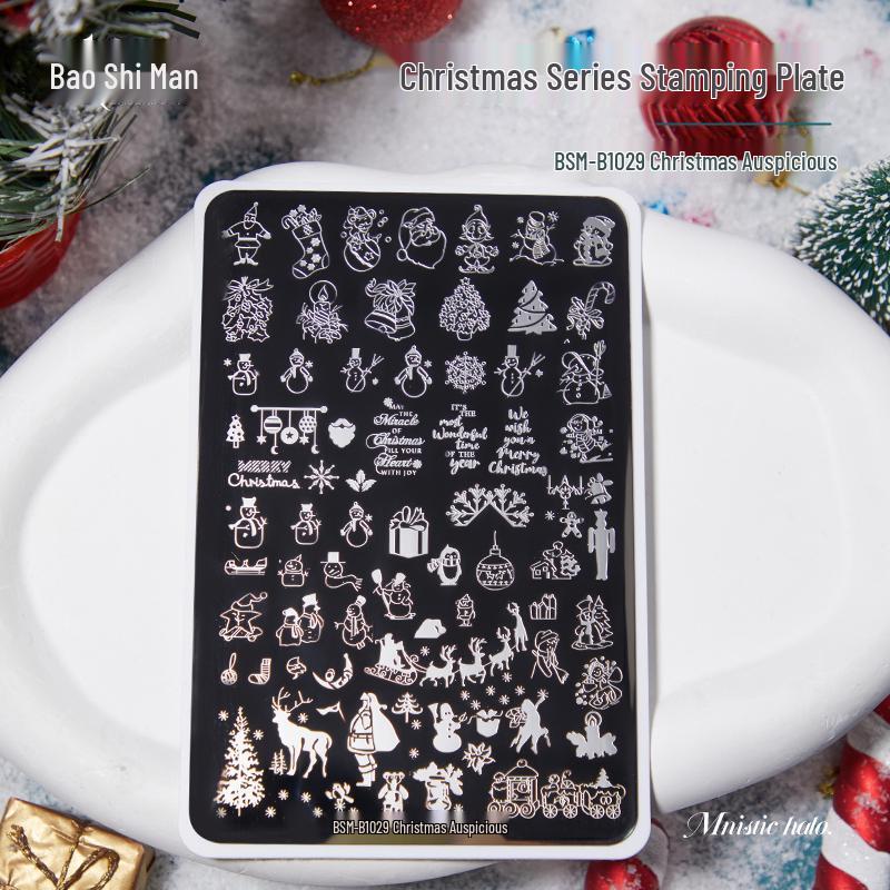 Christmas Nail Art Stamping Plates - Star and Bow Patterns, Transparent Steel Plates