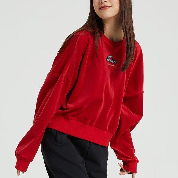 Skechers New Year Sweatshirts Women's Bright Red Crew Neck Moderate Regular L123W007-00R3