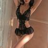 Babydoll Open Erotic Lingerie For Women Lace Hollow Bra Set Erotic Costumes Bodysuits Dress Bra Sex Underwear Crotch Sleepwear