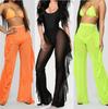 Rüschen Einfarbig Lässige Sexy Mesh-Hose Durchsichtige Strandurlaubshose für Damen