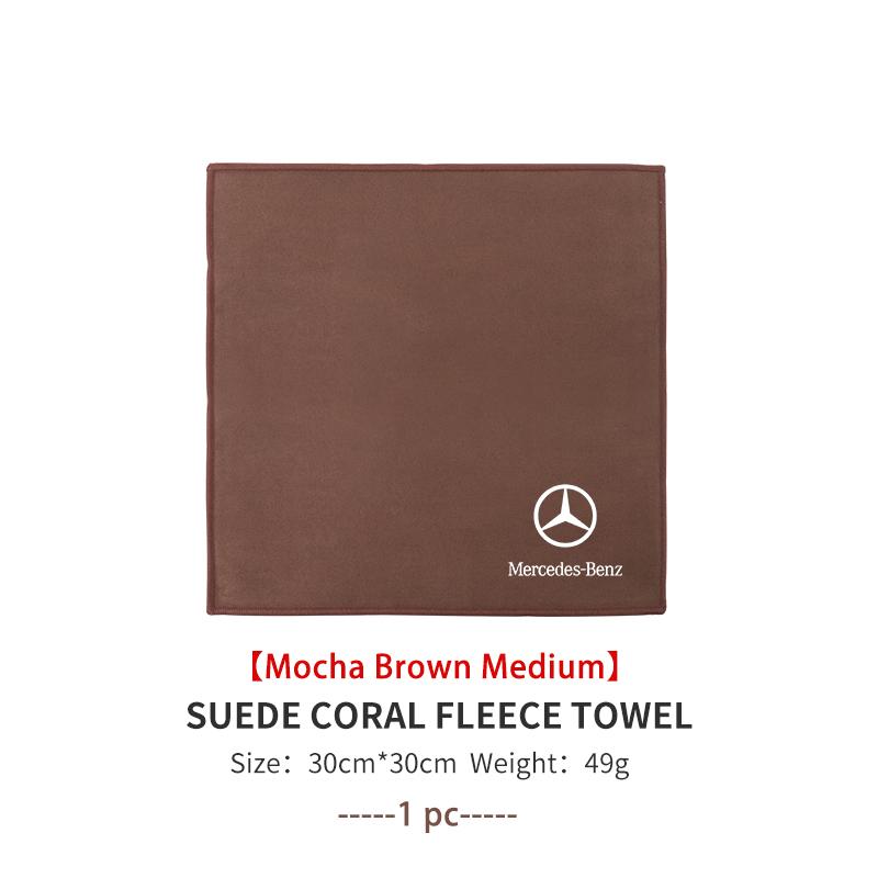 FFYE5 For Mercedes Benz Microfiber Car Cleaning Towel Suede Drying Cloth Auto Accessories AMG A B C E S G Class A180 CLK CLA GLE GLC