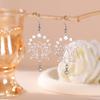 Sweet Double Hole Lotus Pendant Earrings with Tassel Drop Charms