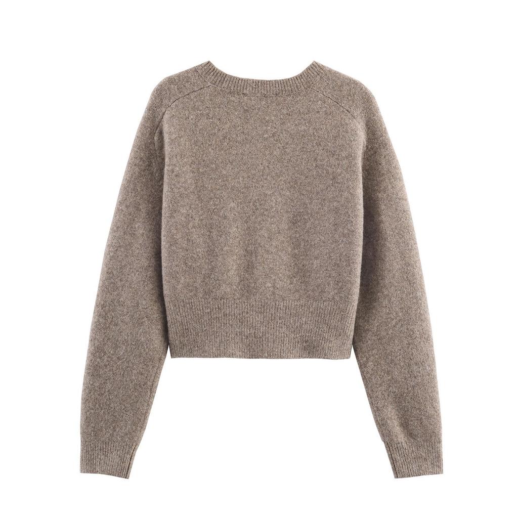 European Fashion Round Neck Button Knit Cardigan