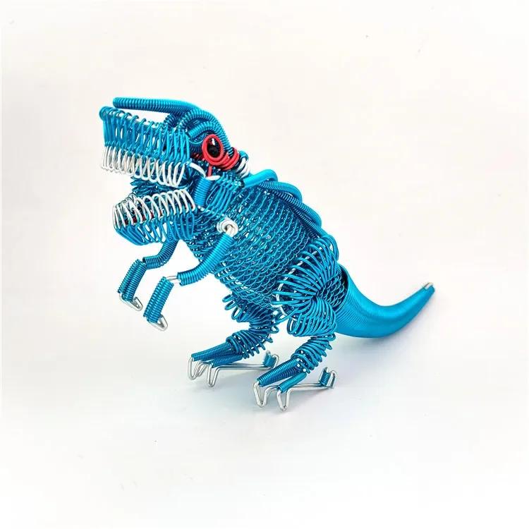 

New Creative Figurines Miniatures Handmade Craft Aluminum Wire Dinosaur Model Model Office Office Office Desk Decor# Color: Null синій