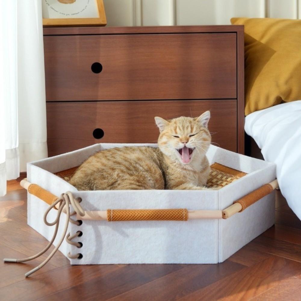 Wear Resistant Cat Sofa Bed Detachable Cat Elevated Bed Breathable Cool Cat Nest  for Cats and Dogs