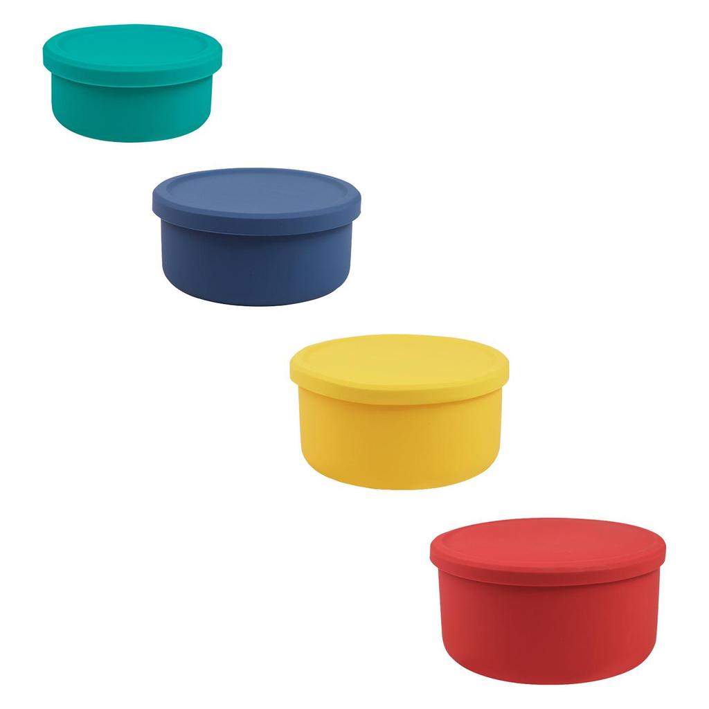 Silicone Compact Stackable Simple Round Lunch Boxes for Kids Camping Student