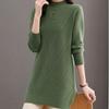 Half Turtleneck Sweater Dress for Women Solid Color Long-sleeved Mid-length Knitted Sweater Autumn and Winter Casual Loose Pullover
