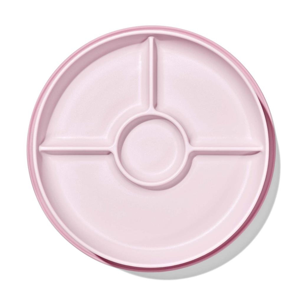 OXO Tot Divided Plate with Suction Cups Baby Food Dishwasher Blossom Design - Dishes, Non-Slip, Tip-Resistant, Safe,