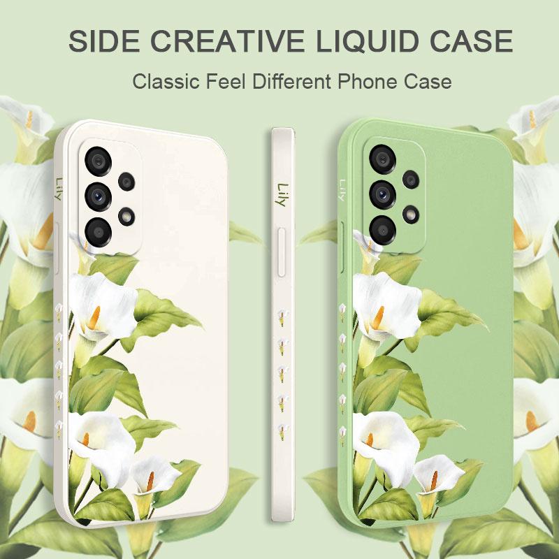 Green Lily Phone Case For Samsung A16 A06 A73 A53 A33 A23 A15 A25 A35 A55 A13 A03S A04 A04S A72 A52S A32 A22 A12 4G 5G