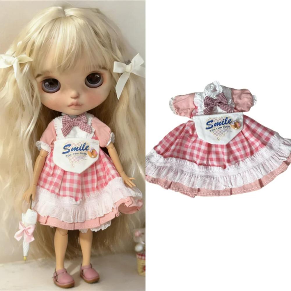 For Blythe Doll Winter Flower Coat Outfit Clothing Princess Dress Skirt Lace Maid Fastfood M Clothes OB24 OB22 1/6 Accessories