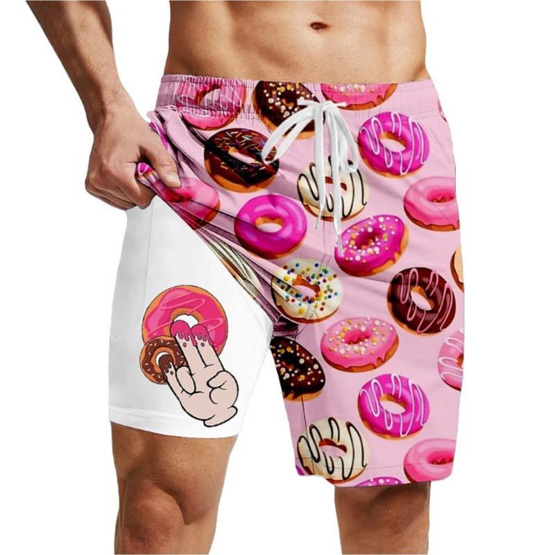 Mens Quick-Dry Board Shorts Swim Trunks With Print Design Beach Surfing Swimming Outdoor Activities