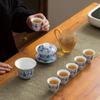 Blue and White Porcelain Tea Set with Sweet Gaiwan and Jade Clay Tasting Cup - Household Kung Fu Tea Gift Set
