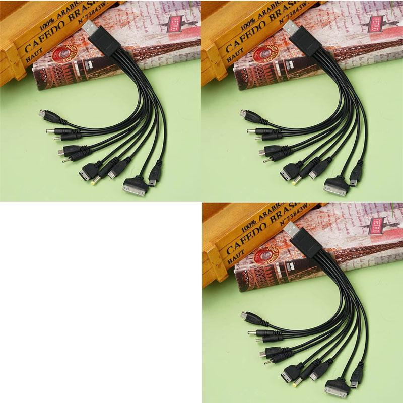 Câble de Charge USB Multi-Têtes 10 en 1 Cordon Chargeur Universel pour Téléphone avec Multiples Adaptateurs pour Samsung Nokia Xiaomi Huawei