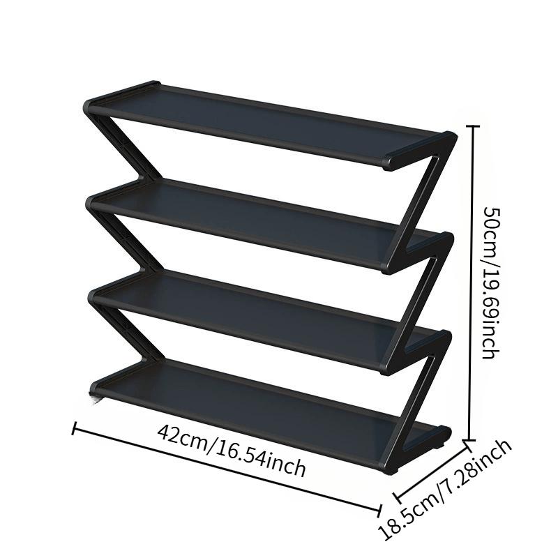 1pc 4-Tier Z-Shaped Shoe Rack - Easy Assembly Multi-Purpose Floor Standing Organizer for Home, Dorm, Entryway - Shoe Storage Organizer