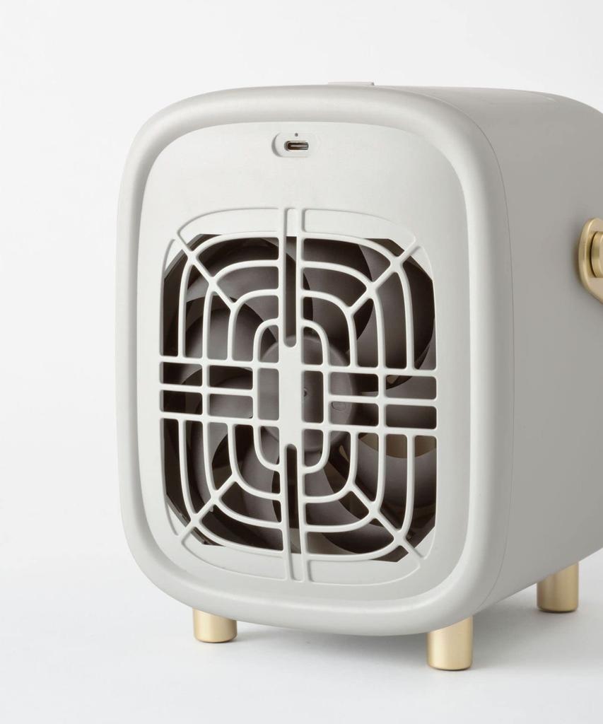 BRUNO Portable Desk Mist Fan, Gray, Desktop Fan, WaterIce Fan, Ultrasonic Mist, Evaporative Cooling Effect, USB Rechargeable, with Handle,