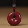 Cinnabar Ping'an Buckle Pendant with Purple-Gold Sand, Jade Moonstone Gem, Hollow-Out Design.