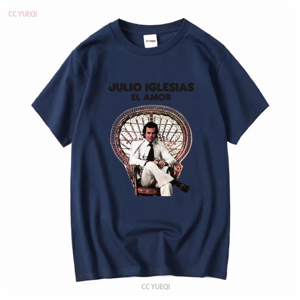 Julio Iglesias Vintage 1975 El Amor retro T shirt Quiero Gwendolyne Life Goes On vintage Lavato uomo Elasticizzato