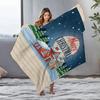 Cozy Winter Throw Blanket Christmas Snow Village Decor Festive Holiday Flannel Warm Home Decor Gift Cozy Cottage Scene