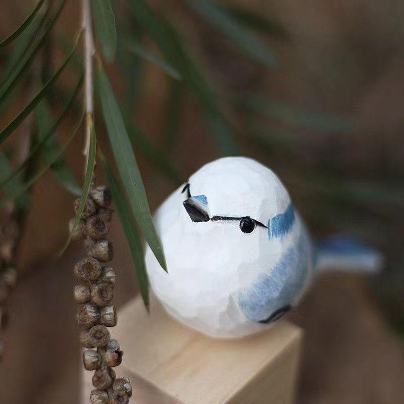 Hand-Carved Wooden Bird Ornament: Cute, Simple Healing Gift