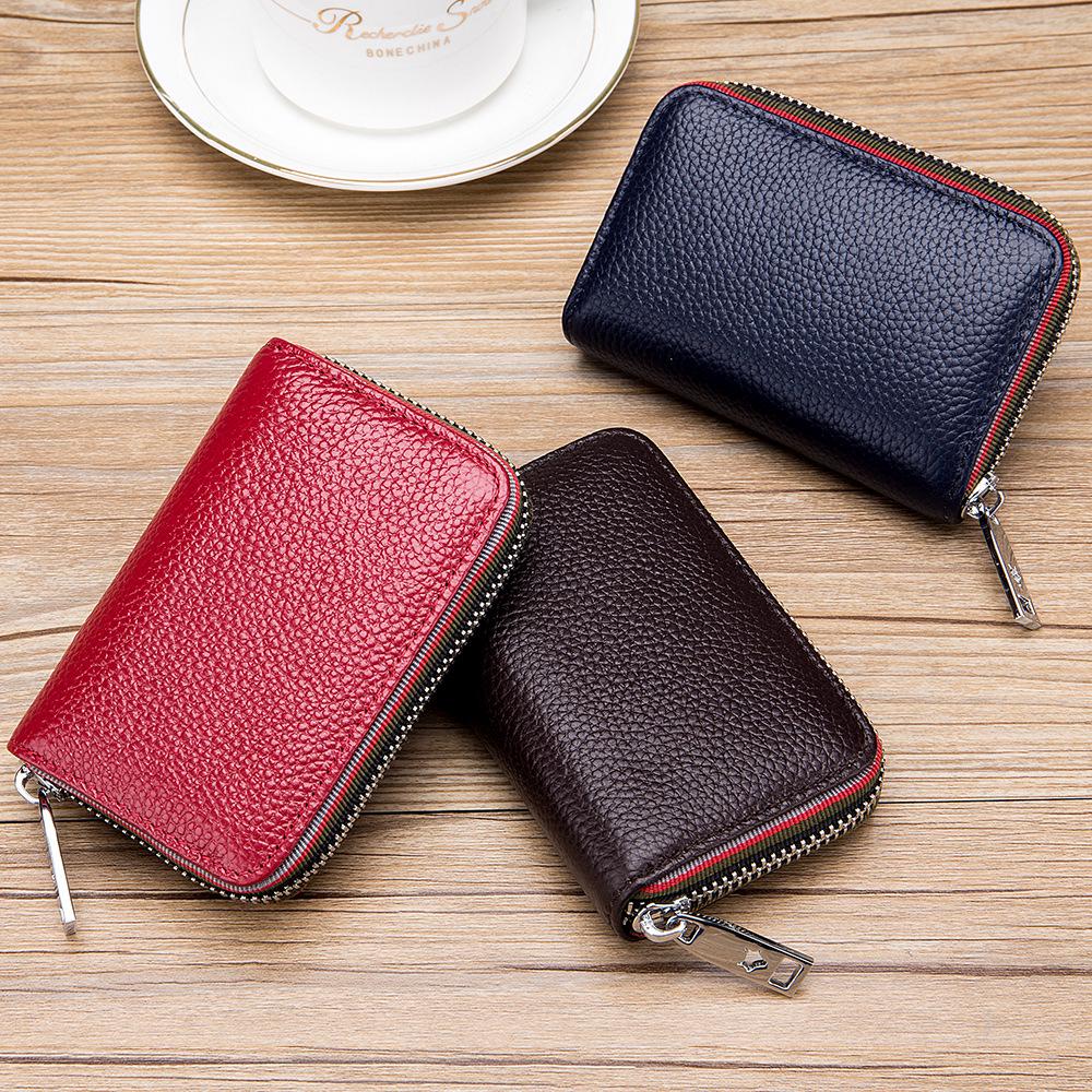Stylish RFID Accordion Leather Card Holder with Zipper