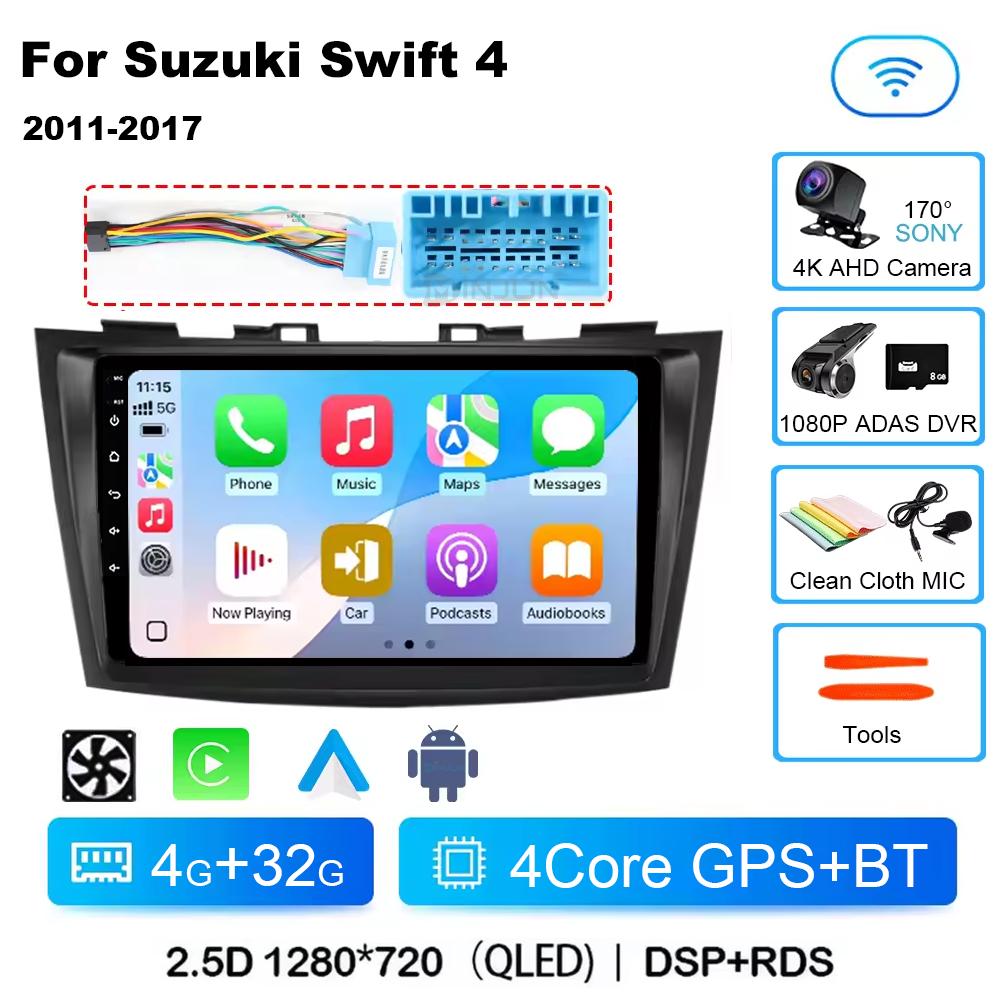 Android 14 Qualcomm Car Radio For Suzuki Swift 4 2011-2017 Wireless Carplay Auto Radio Multimedia Player Navigation 4G Wifi
