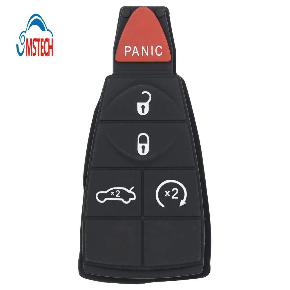 MS 4+1 Sedan Start Buttons Leather Smart Key Case Rubber Silicone Replacement Remote Key Button Pad for Chrysler/Jeep/Dodge Cars for Chrysler/Jeep/Dodge