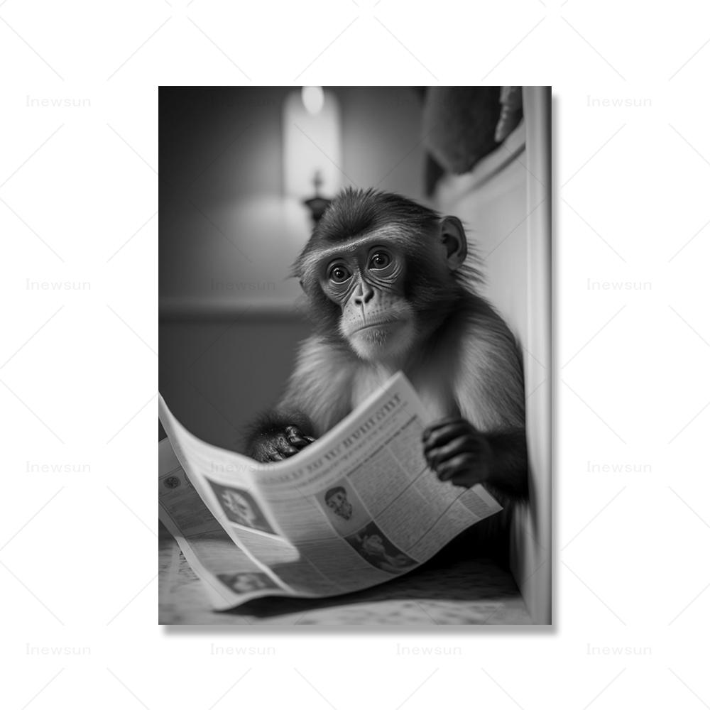 

Забавные художественные принты для ванной комнаты, джунгли, животные, туалет, юмор, черный, белый цвет, сафари, животные, холст, картина, фотографии для ванной комнаты, домашний декор 21x30cm No Framed