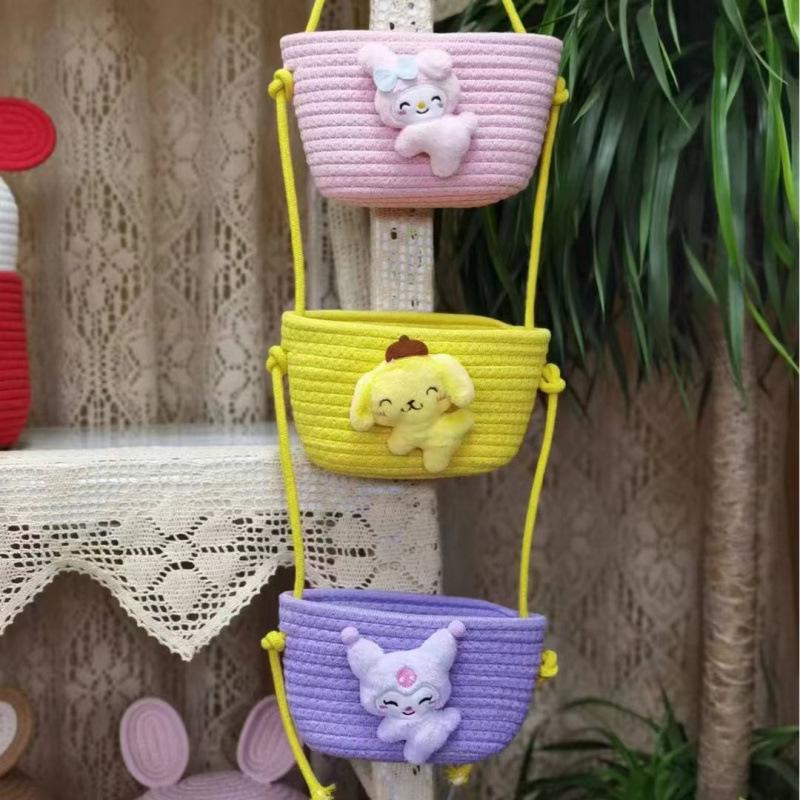 Wall-Mounted Cotton Thread Woven Storage Basket - Dormitory Room Shelf and Behind-Door Organizer