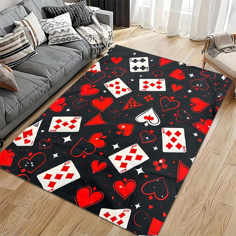 Playing Cards & Heart Pattern Suitable As a Non-slip Mat for the Living Room or Bedroom Sofa