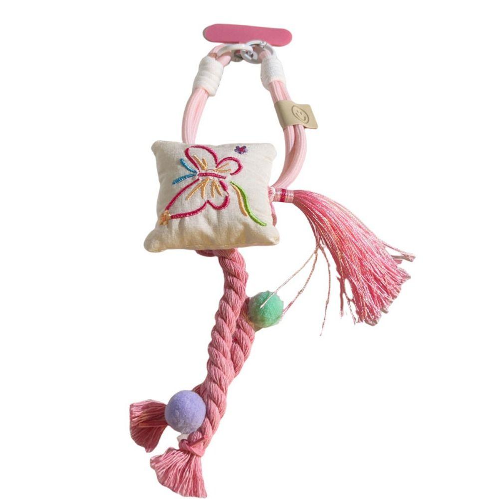 

Candy Color Bead Phone Pendant Cute Phone Wrist Strap Hanging Rope Beaded Phone Chain Jewelry розовый