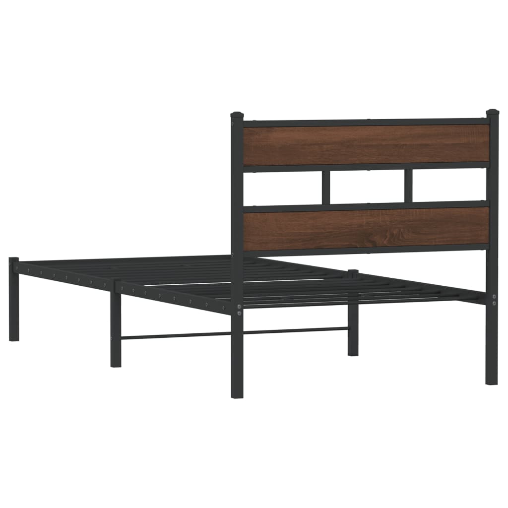 Bed Frame Without Mattress with Headboard Brown Oak Effect 75 X 190 Cm