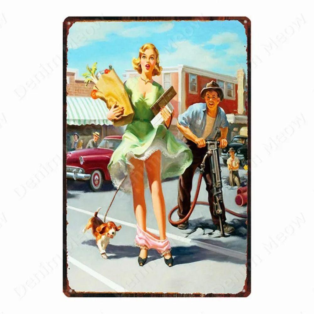 Russian Text Vintage Poster Girls Metal Tin Sign Home Bar Decor