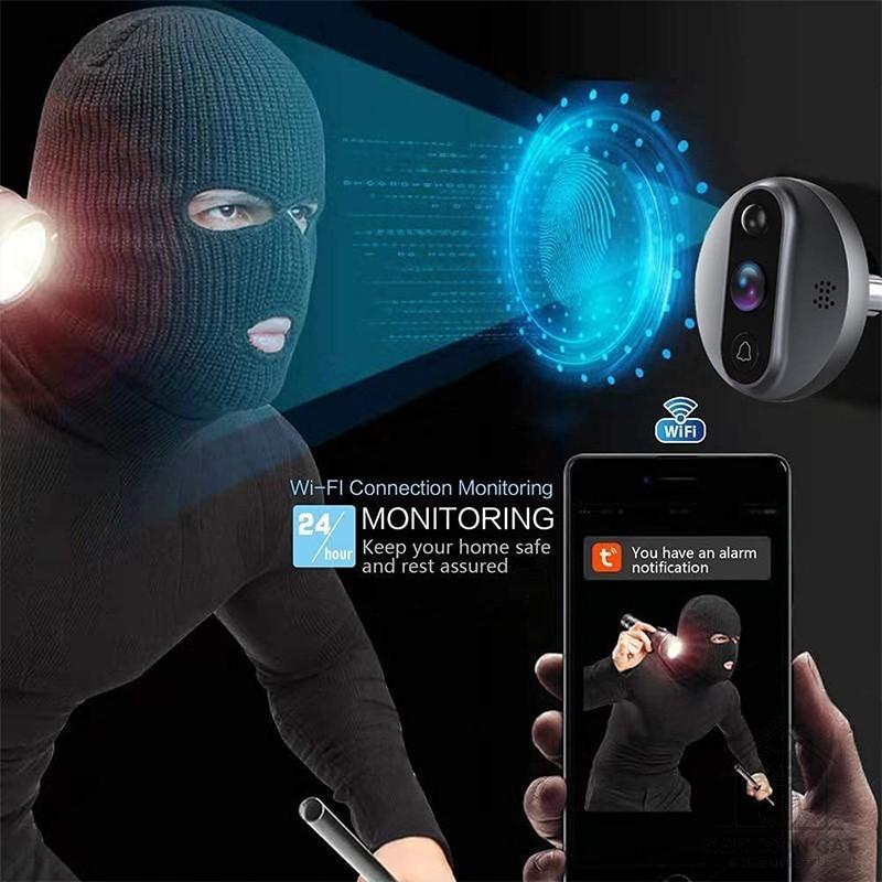 Smart Tuya Wireless Video Door Bell With Camera Peephole 4.3inch WiFi Viewer PIR Motion Detection Night Vision
