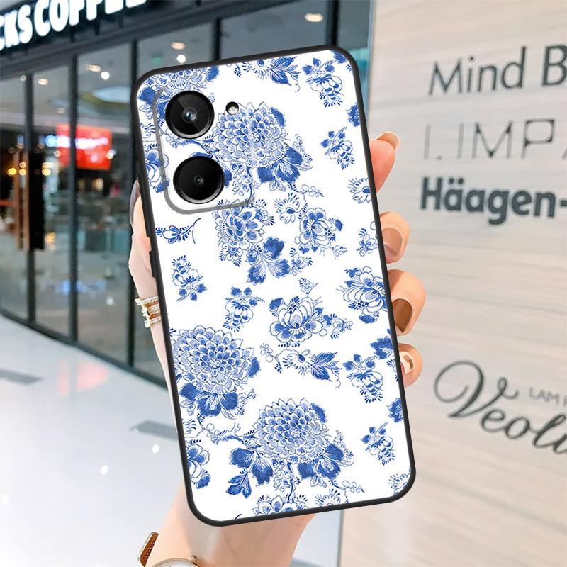 Blue and White Porcelain Case For Realme 15 14 13 12 11 Pro Plus GT6 GT7 Pro C55 C51 C35 C53 C61 C65 C67 C63 C71 C75