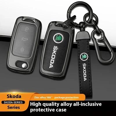 Auto TPU Zinklegering Sleuteletui Tas Auto Sleutelhanger Metalen Sleutelschaal Voor Skoda VRS Octavia A5 A7 Fabia Superb Kodiaq Karoq Yeti Citigo