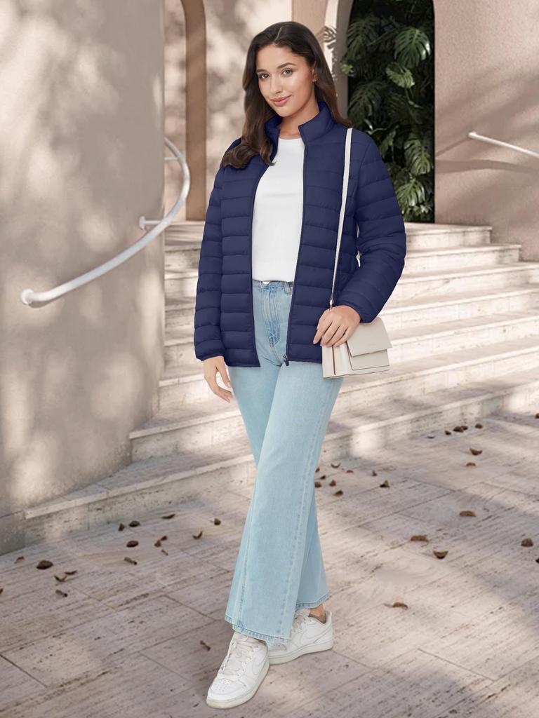 KEFITEVD Winter Padded Inner Warm Outerwear with Thick Blouson for and Size 3XL Women's Jacket, Jacket, Stand-Up Collar, Golf, Hiking, Camping, More,