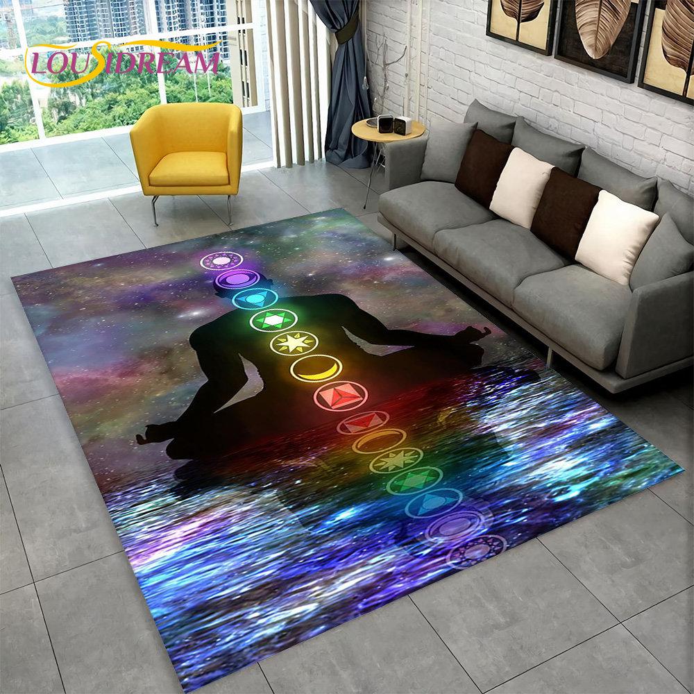 

Килимок Rainbow 7 Chakra Mandala Bohemia Area, килимок для вітальні, спальні, дивана, килимок для дверей, м’який нековзкий килимок для йоги 40x60cm