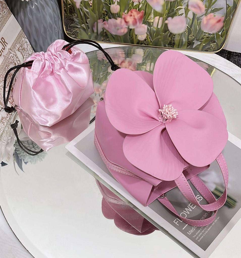 Französische Blütenblatt-Blumen-Handtasche - Frühlings-Tragetasche & Umhängetasche mit Kette für Damen