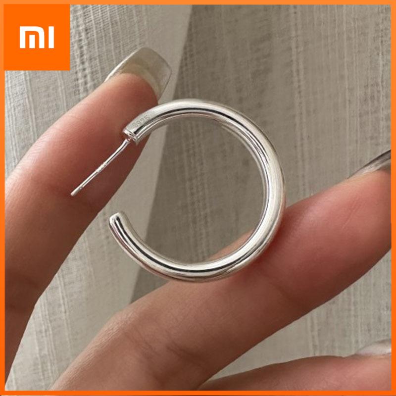 Xiaomi 925 Sterling Silver Vintage Earrings For Women Trendy Simple Round Shape Earring Jewelry Prevent Allergy Party Accessories