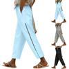 Damen Elastische Hose mit Hohem Bund Lässige Passform Weites Bein Lange Hose Hose mit Taschen
