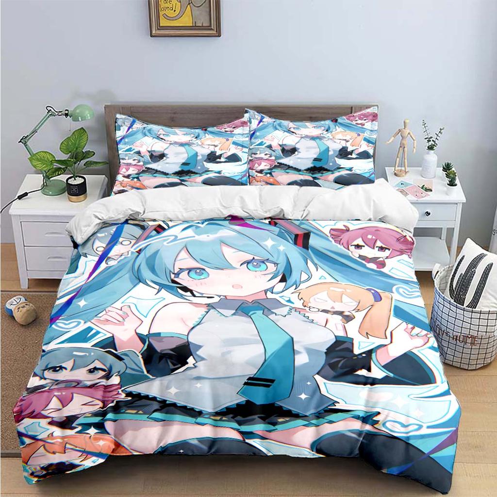 Comforter Cartoon Kawaii Virtual Singer H-Hatsune-Miku Bedding Sets Bed Supplies Set Bed Comforter Set Bedding Set Gift