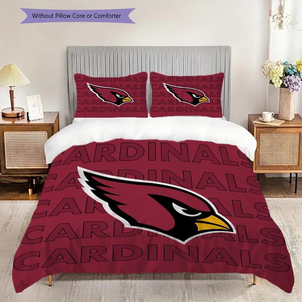 Arizona Cardinals Vzorovaná Sada Povlečení Prošívaná Přikrývka Povlak na Polštář Domácí Dekorace Narozeninový Dárek (1 * povlak na peřinu + 2 * povlak na polštář, bez jádra)