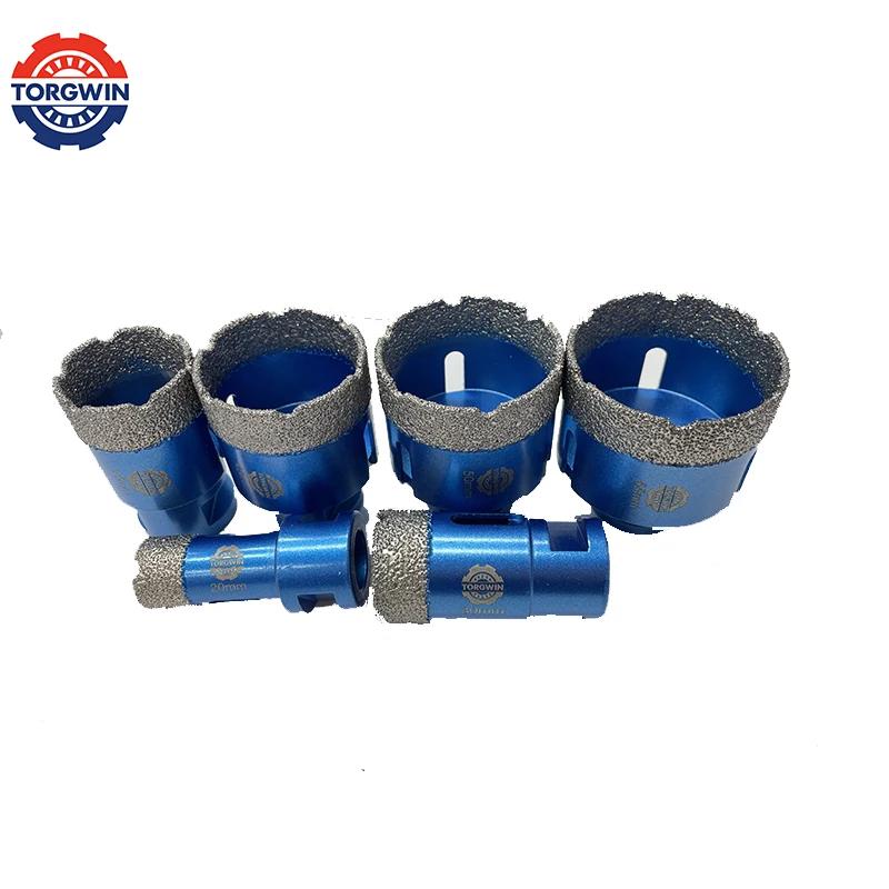 Conjunto de brocas de vácuo de diamante seco, corte de núcleo de diamante, serra de orifício para ladrilhos, granito, porcelanato, cerâmica, abridor de rosca M14, 6 peças